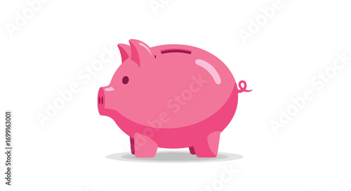 Illustration of a Classic Pink Piggy Bank for Savings and Financial Concept, Suitable for Children and Families, Saving money with the pig