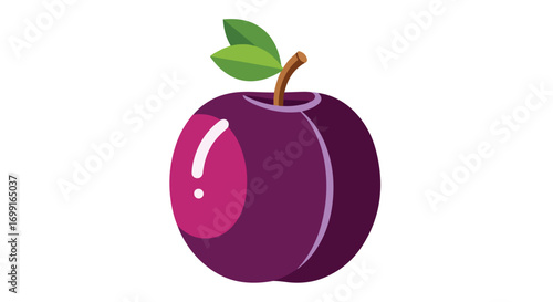 Stylized plum illustration against a plain white backdrop showcasing vibrant color and simplicity creating a fresh design 156 characters