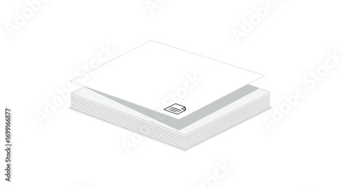 Neat stack of white papers with a subtle document icon for office use, report preparation and stationery supply concepts