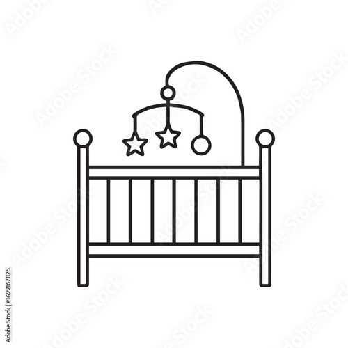 Baby Crib with Hanging Mobile – Nursery Icon