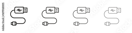 USB cable icon line design. thin line vector icon set.