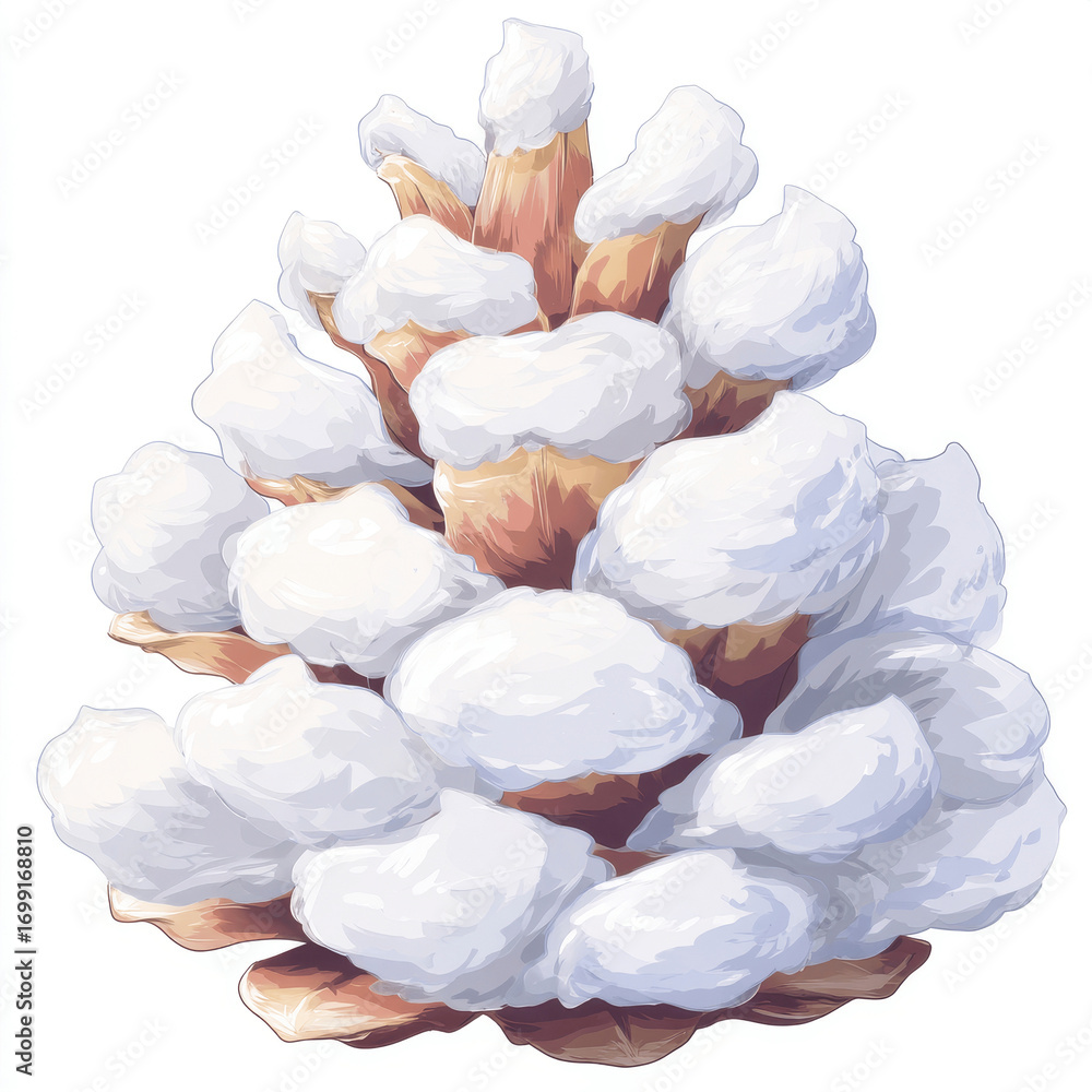 Obraz premium Snow-Covered Pinecone Winter Wonderland Botanical Illustration
