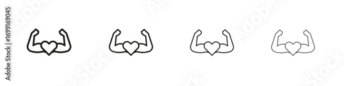 Strong heart icon line design. thin line vector icon set.