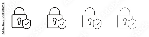 Security lock icon line design. thin line vector icon set.