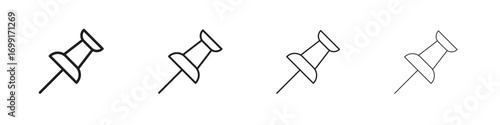 Push pin icon line design. thin line vector icon set.