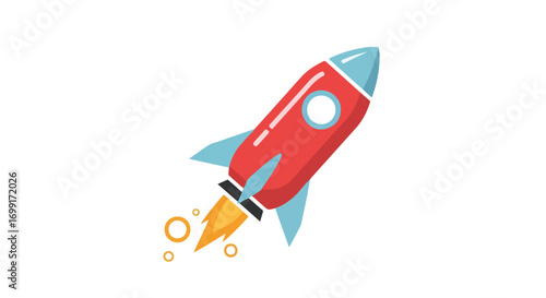 Whimsical Rocket Ascending into Space: A Playful Illustration of Space Exploration dreams