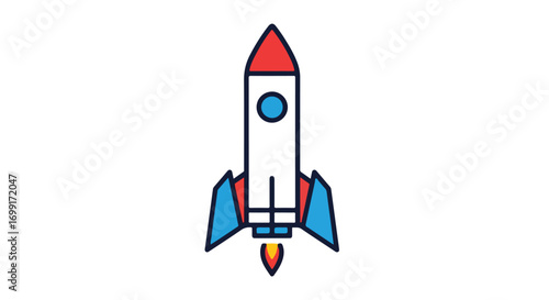 A vibrant and stylized rocket illustration showcasing launch readiness and potential for innovation and technological advancement representing