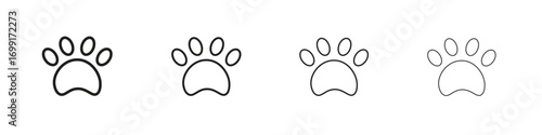 Paw icon line design. thin line vector icon set.
