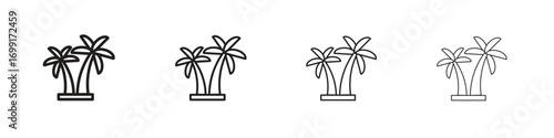 Palm tree icon line design. thin line vector icon set.