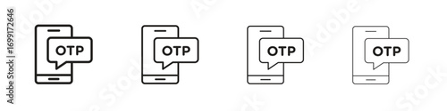 Otp sms password icon line design. thin line vector icon set.