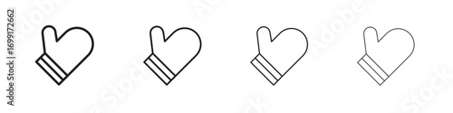 Oven mitt icon line design. thin line vector icon set.