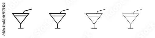 Martini glass icon line design. thin line vector icon set.