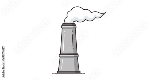 Stylized industrial chimney spewing cloud-shaped emissions against a clean white background illustration 150 characters