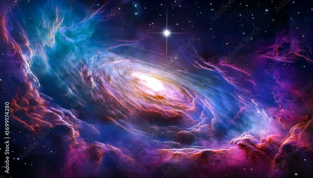Fototapeta premium dreamy cosmic nebula swirls with twinkling stars