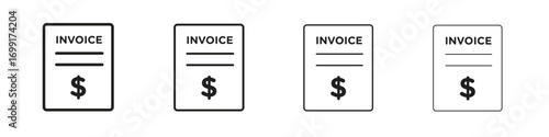 Invoice icon line design. thin line vector icon set.