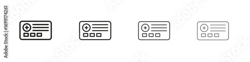Insurance card icon line design. thin line vector icon set.
