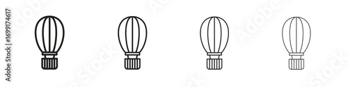 Hot air balloon icon line design. thin line vector icon set.