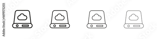 Hard drive icon line design. thin line vector icon set.