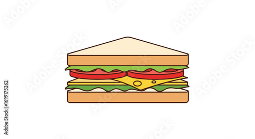 Minimalist sandwich with tomato, cheese and lettuce ideal for promoting food and nutrition habits on a healthy lifestyle food concept with organic