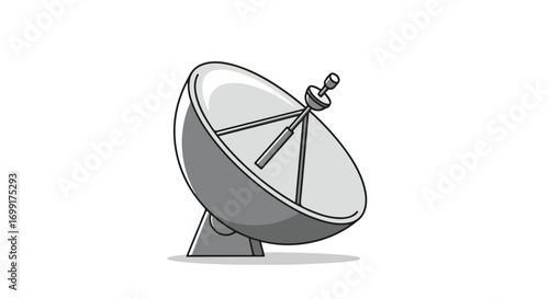 Stylized depiction of a satellite dish, conveying themes of communication and technological advancement with a minimal design style