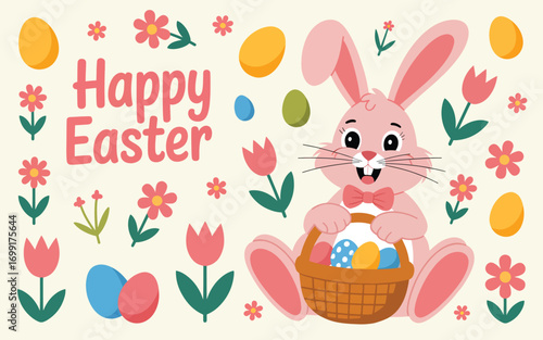 Easter wallpaper background flat vector illustration