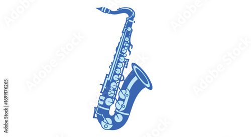 Elegant sapphire saxophone instrument isolated on white evoking jazz and musical expression for design projects