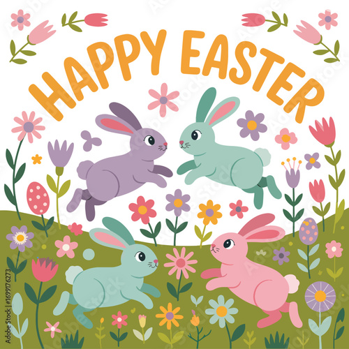 Easter wallpaper background flat vector illustration