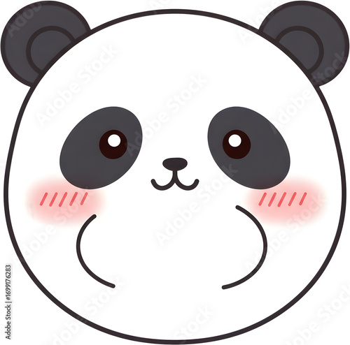 Adorable panda bear cartoon face with chubby cheeks and kawaii style. Cute panda head illustration for design, decoration, and children’s art. png