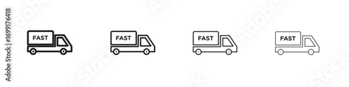 Fast shipping delivery truck icon line design. thin line vector icon set.