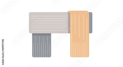 Abstract minimalist illustration featuring a towel rail with towel, modern bathroom decor, organized home space with neutral color palette