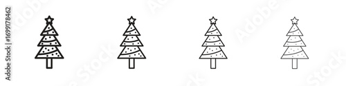 Christmas tree icon line design. thin line vector icon set.