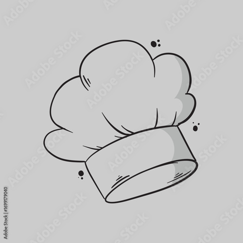 Simple black and white illustration of a chef's hat.