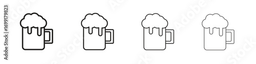 Beer mug icon line design. thin line vector icon set.