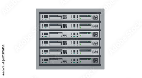 Isolated server rack representation symbolizing data processing and storage infrastructure technology isolated on white background