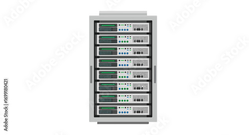 Centralized data processing illustration portraying modern server rack technology for streamlined information management and digital infrastructure