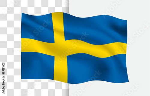 Waving Sweden Flag Vector on a White Background