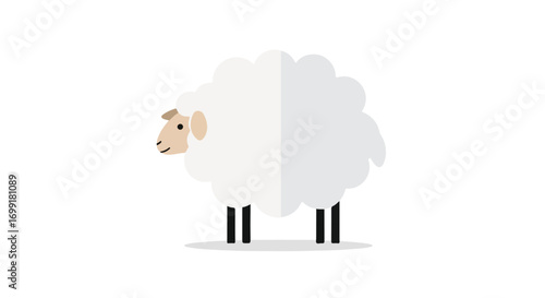 Stylized Sheep Illustration with Geometric Wool Texture on a Clean White Background offering a playful take on traditional farm animals