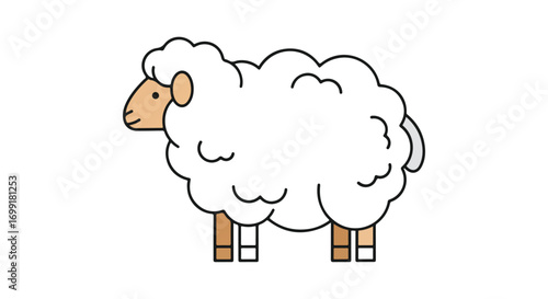 Whimsical Sheep Illustration: A Lighthearted Depiction of Farm Animals in a Minimalist Style perfect for Childrens Books, and Farm related Themes