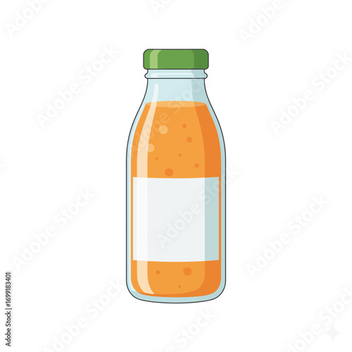 Glass Juice Bottle Transparent Photoreal Vector