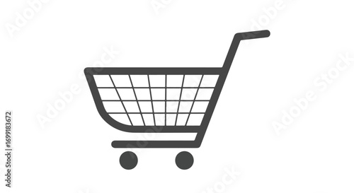 Minimalist shopping cart vector illustration for e-commerce and retail design projects featuring clean lines and a simple isolated style