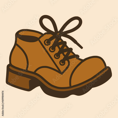Flat vector illustration of a clunky shoe with exaggerated laces and a bent sole