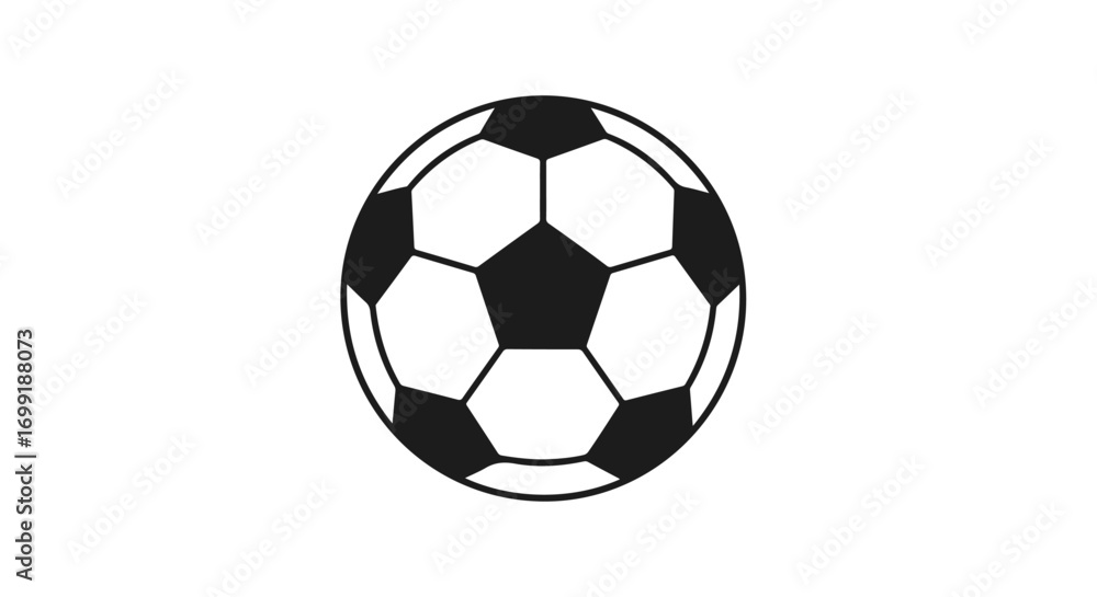 Obraz premium Classic soccer ball design with contrasting black and white panels illustrating global sportsmanship and athletic competition on pure white backdrop