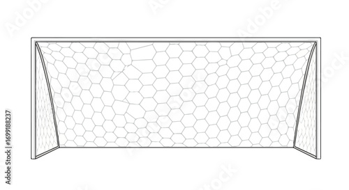 Isolated Soccer Goal Illustration, Sporting Equipment on a White Canvas Backdrop with Precision, Suitable for Training Aids or Diagrammatic