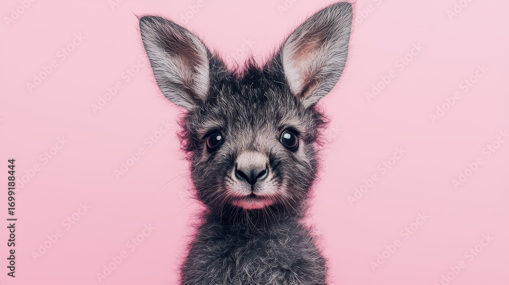 Obraz premium Cute Baby Animal Portrait With Fluffy Ears and Innocent Expression