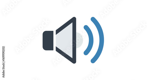 Stylized megaphone icon emitting sound waves on clean white background graphic visual 75