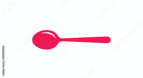 Simple red spoon icon on white background, representing food preparation and eating utensils for digital designs and culinary-themed graphics