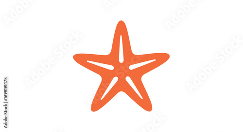 Simple orange sea star symbol on white background, perfect for summer designs and coastal themed creative projects