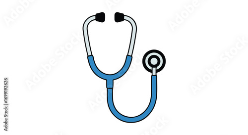 Medical stethoscope vector illustration for healthcare awareness and diagnostic examination tool usage in clinic or hospital design element