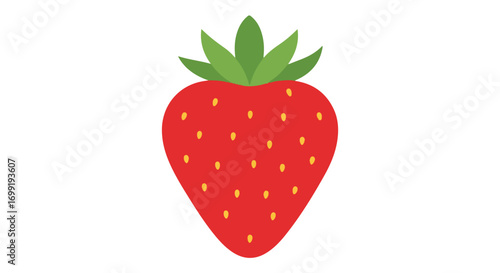 Vibrant strawberry illustration with vivid color and detailed seed pattern representing sweetness and summertime enjoyment