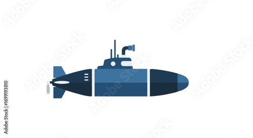 Stylized Submarine Illustration: A Flat Design of Naval Technology for Digital Applications